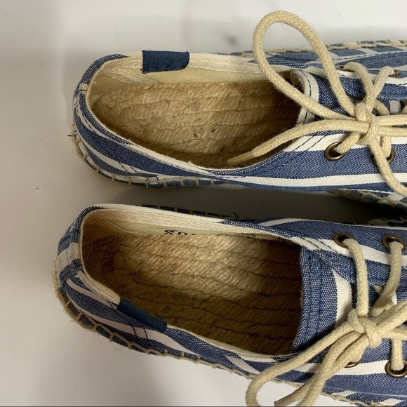 Soludos Derby Blue White Stripe Lace Up Espadrilles - Picture 12 of 15